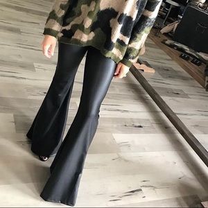 Faux Leather Bell Bottoms